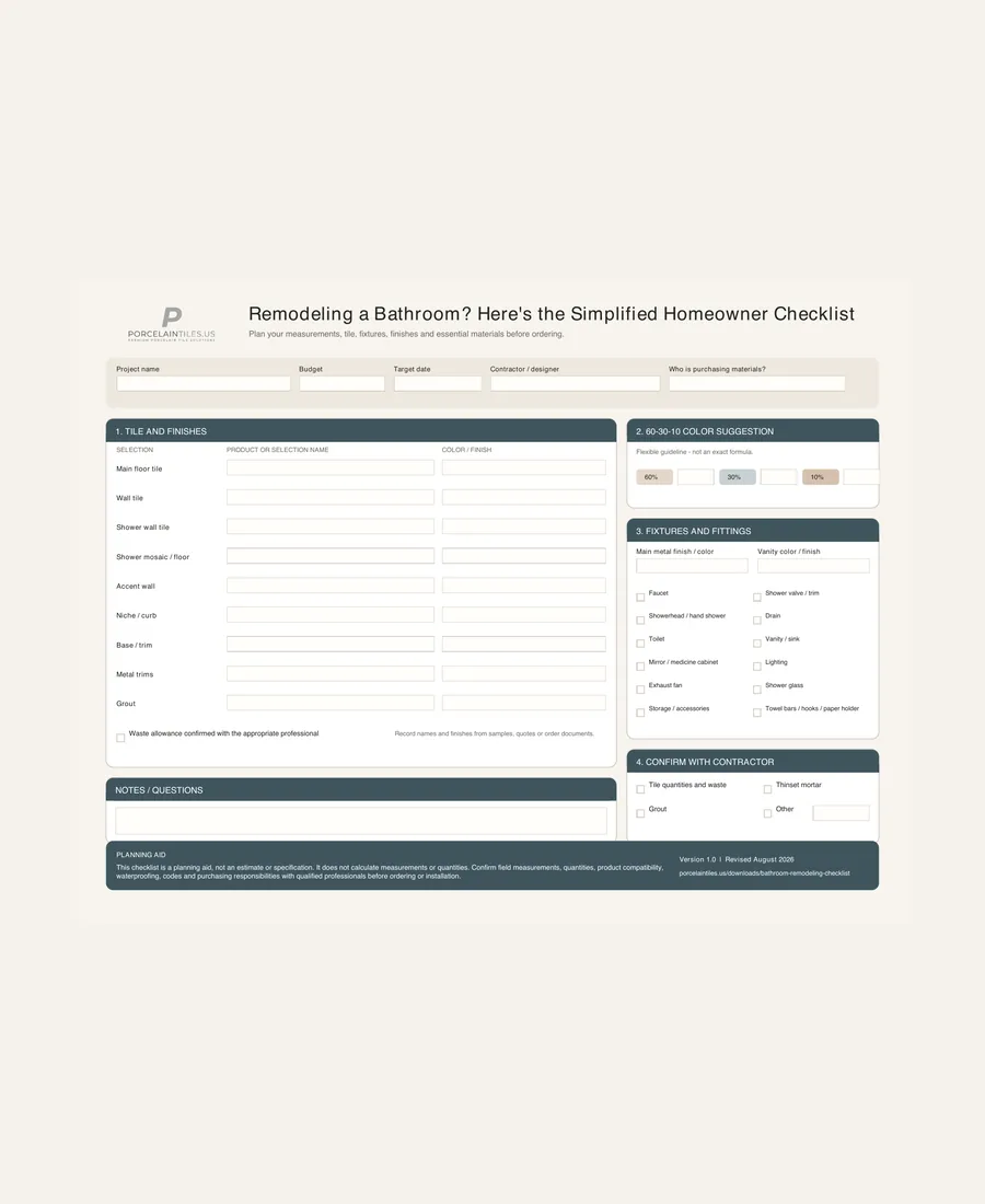Preview of the Bathroom Remodeling Homeowner Checklist