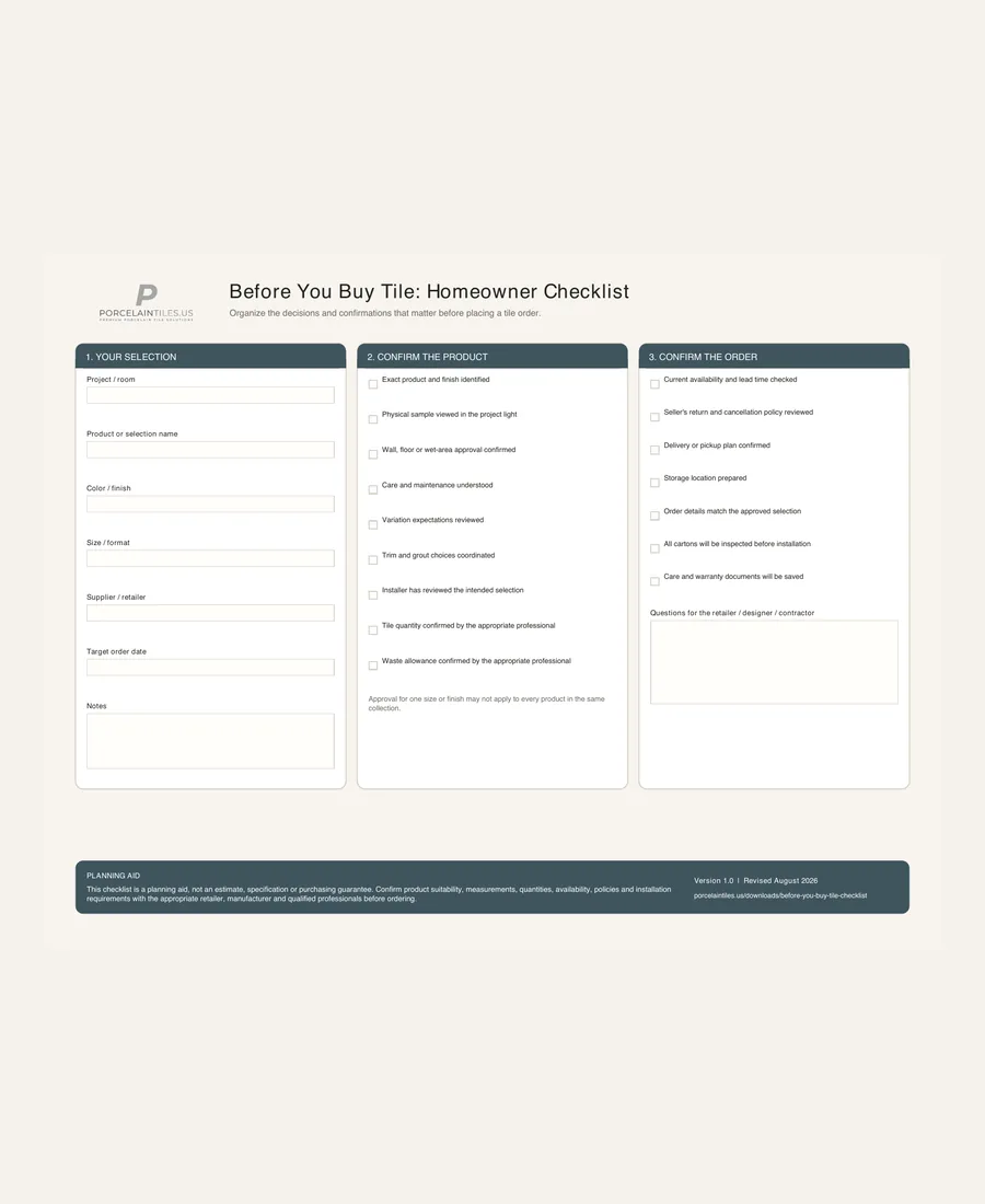Preview of Before You Buy Tile Checklist