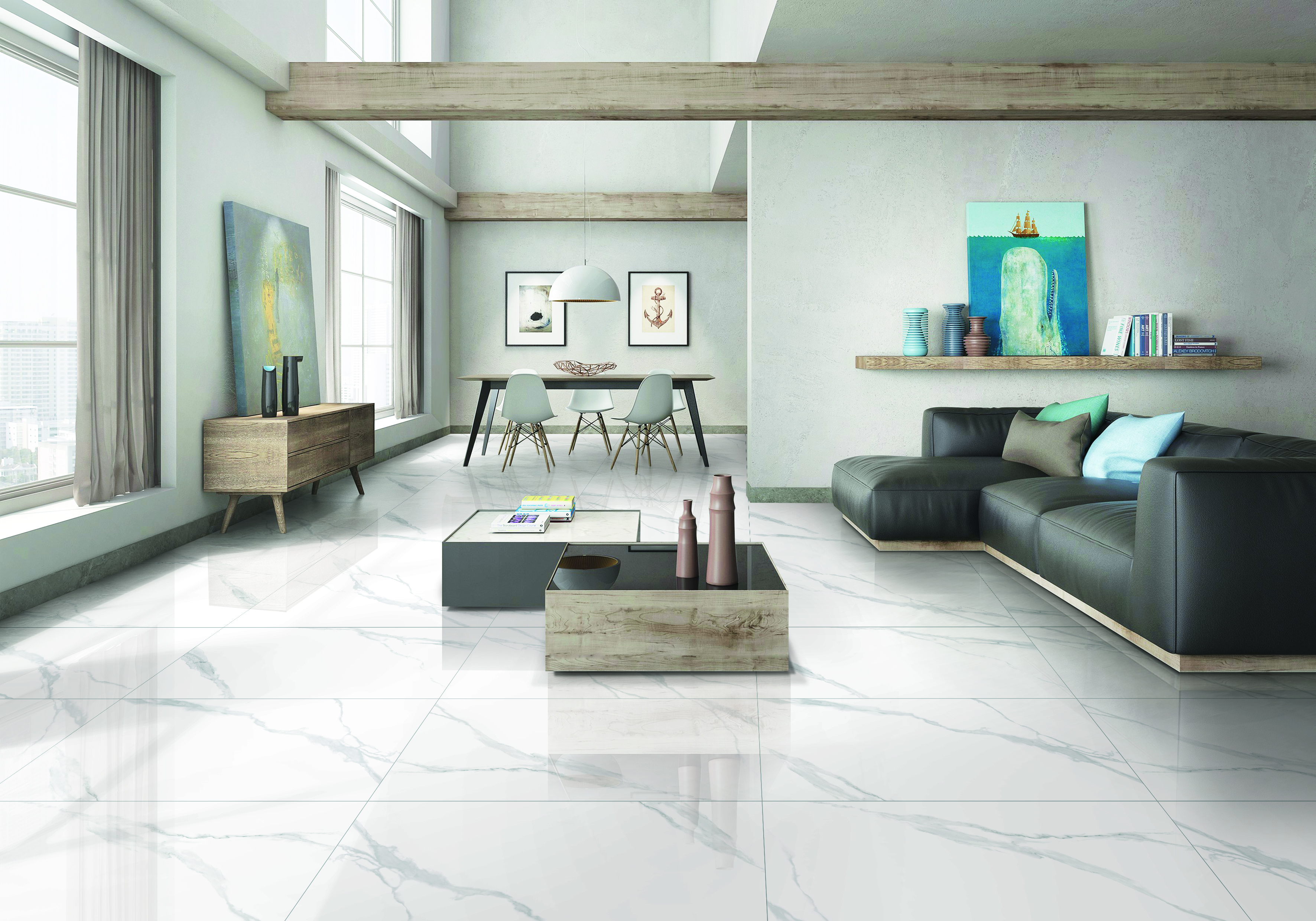 What is marble look porcelain tile?